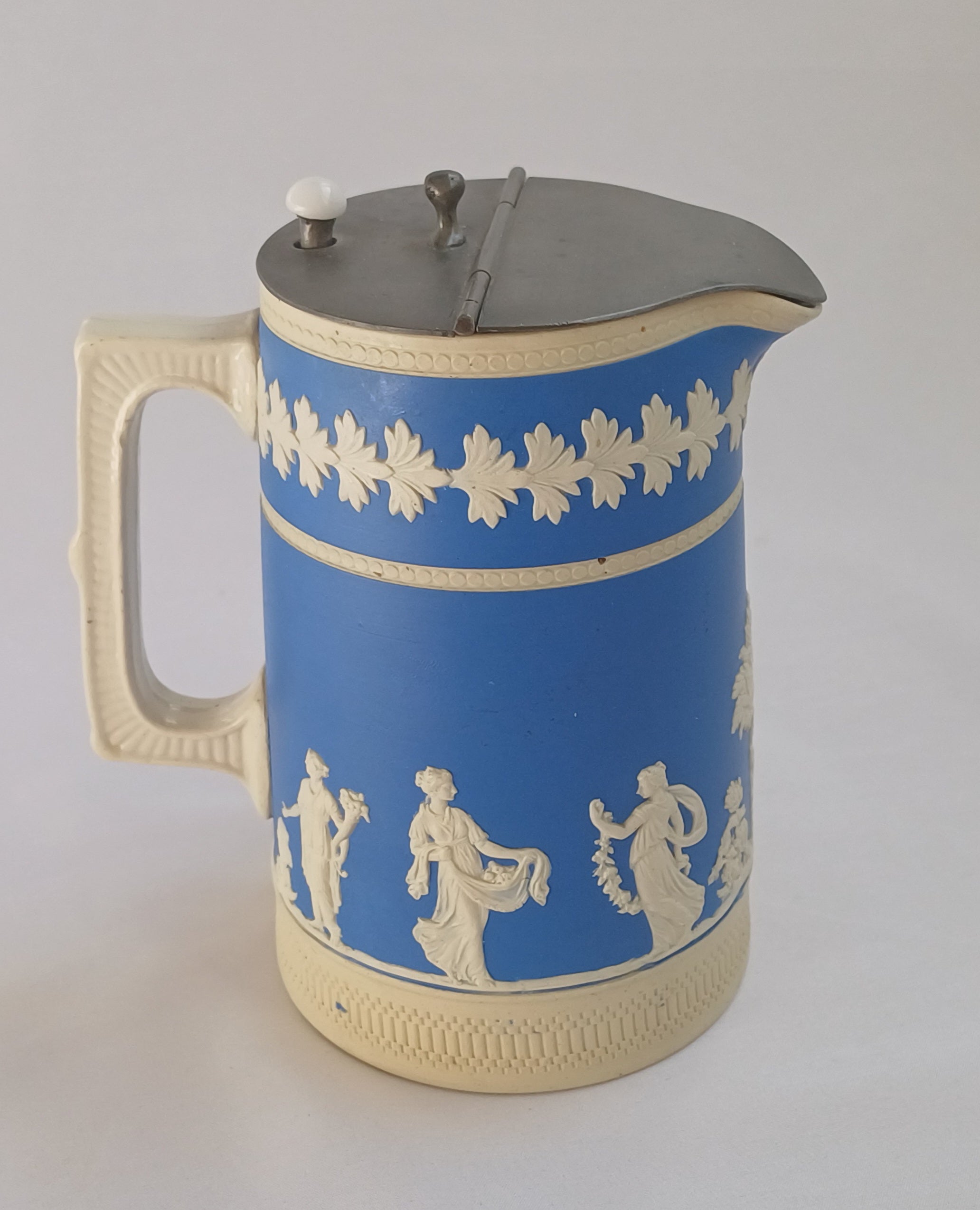 Copeland Late Spode Jasperware Jug with Pewter Lid