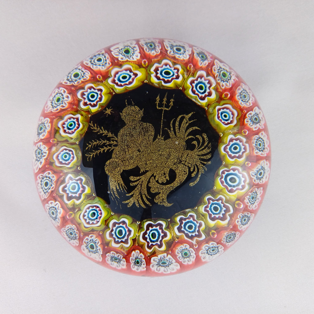 1980 Glass Murano Aquarius Paperweight by Ferro & Lazzarini