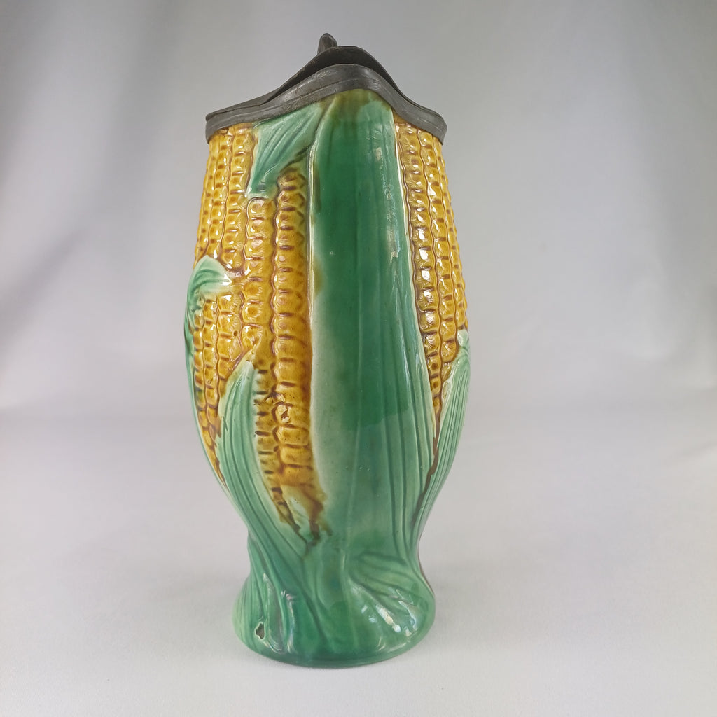 1880 Majolica Sweetcorn jug front view