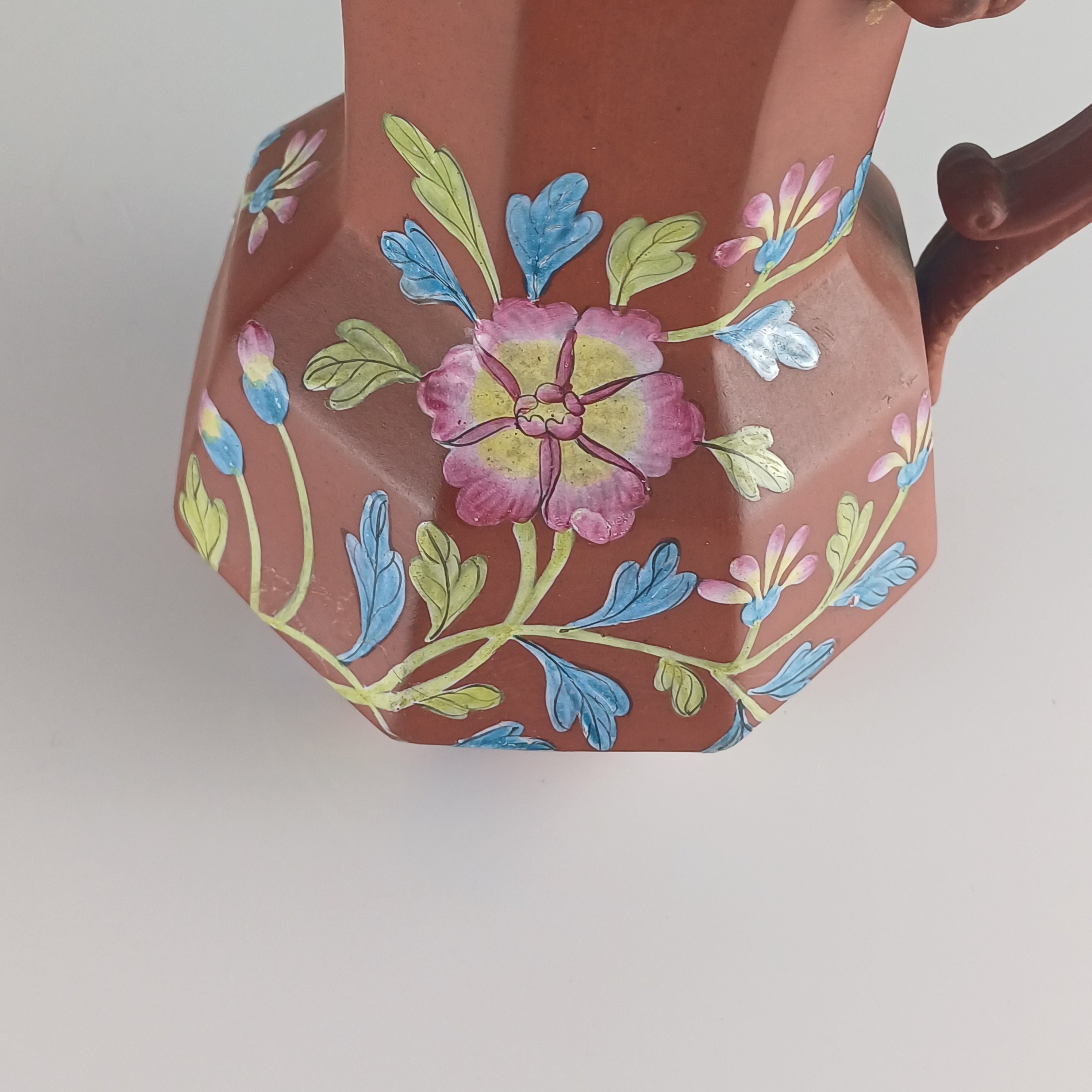 Spode Rosso Antico Terracotta Early C19th Hand Painted Hydra Jug