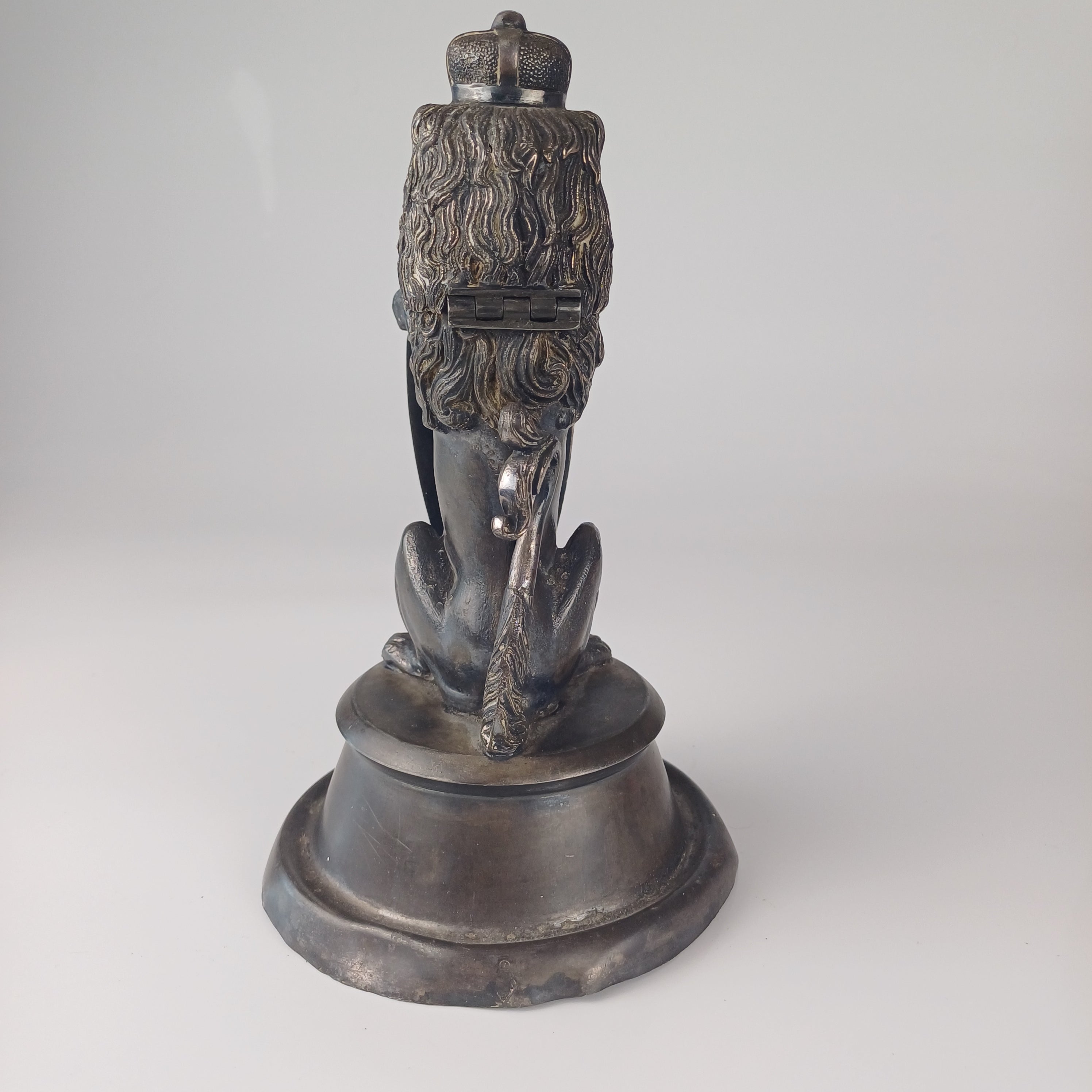 19th Century Crowned Lion and Shield Inkwell