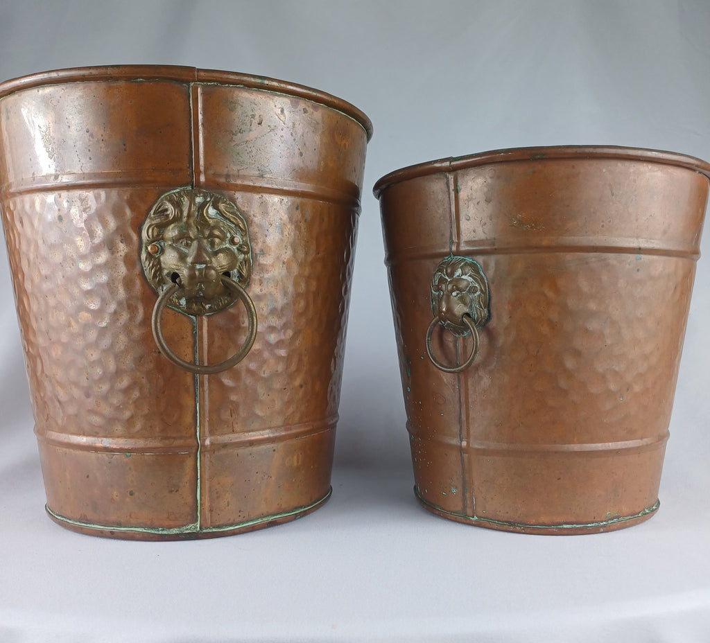 Early 20th Century Arts & Crafts Pair of Copper Planters