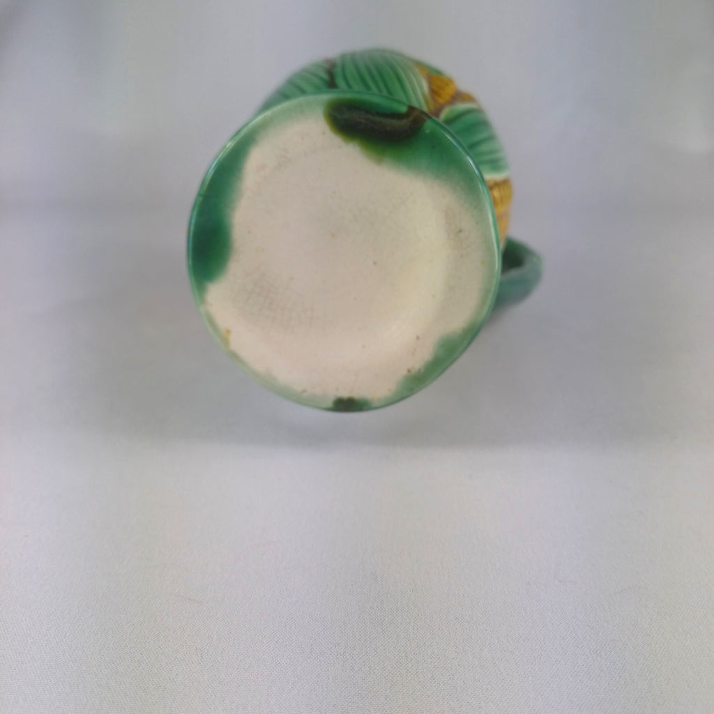 Majolica Sweetcorn Jug with Pewter Lid c1880