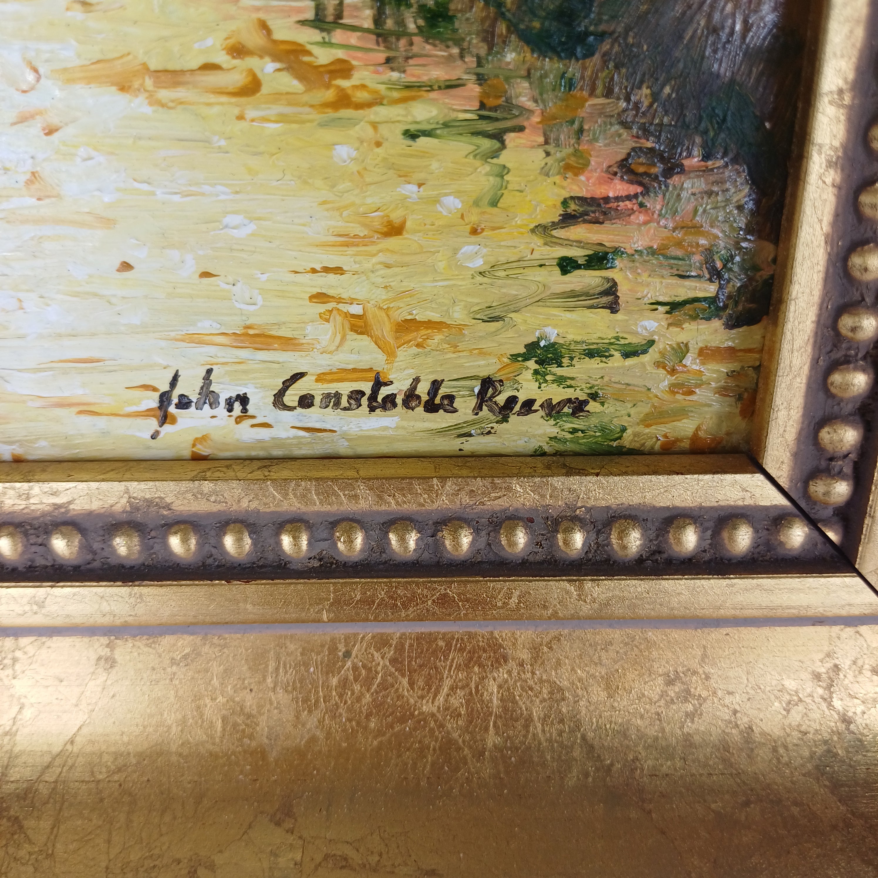 Oil painting on board signed by John Constable Reeve