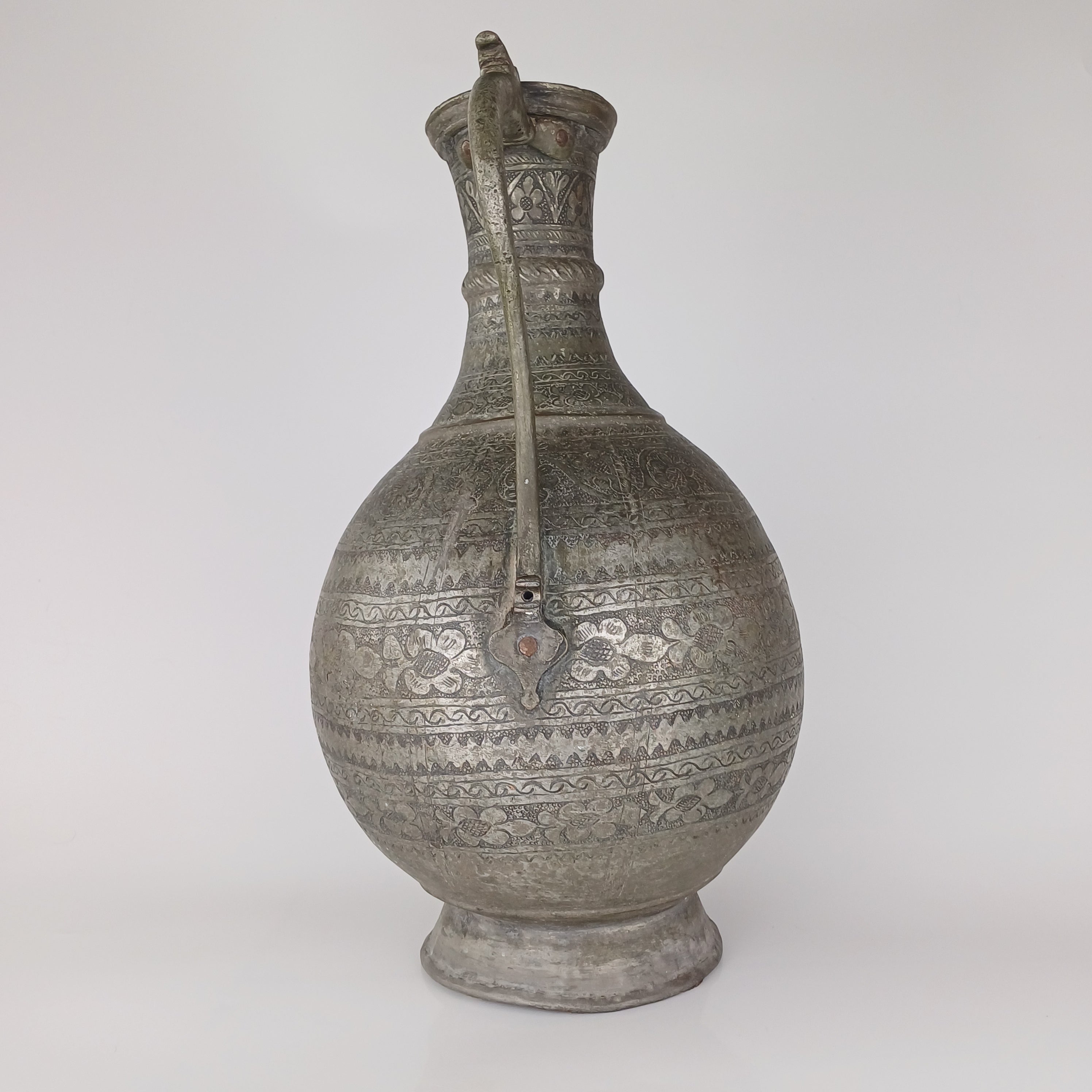 19th Century Qajar Persian Tinned Copper Ewer