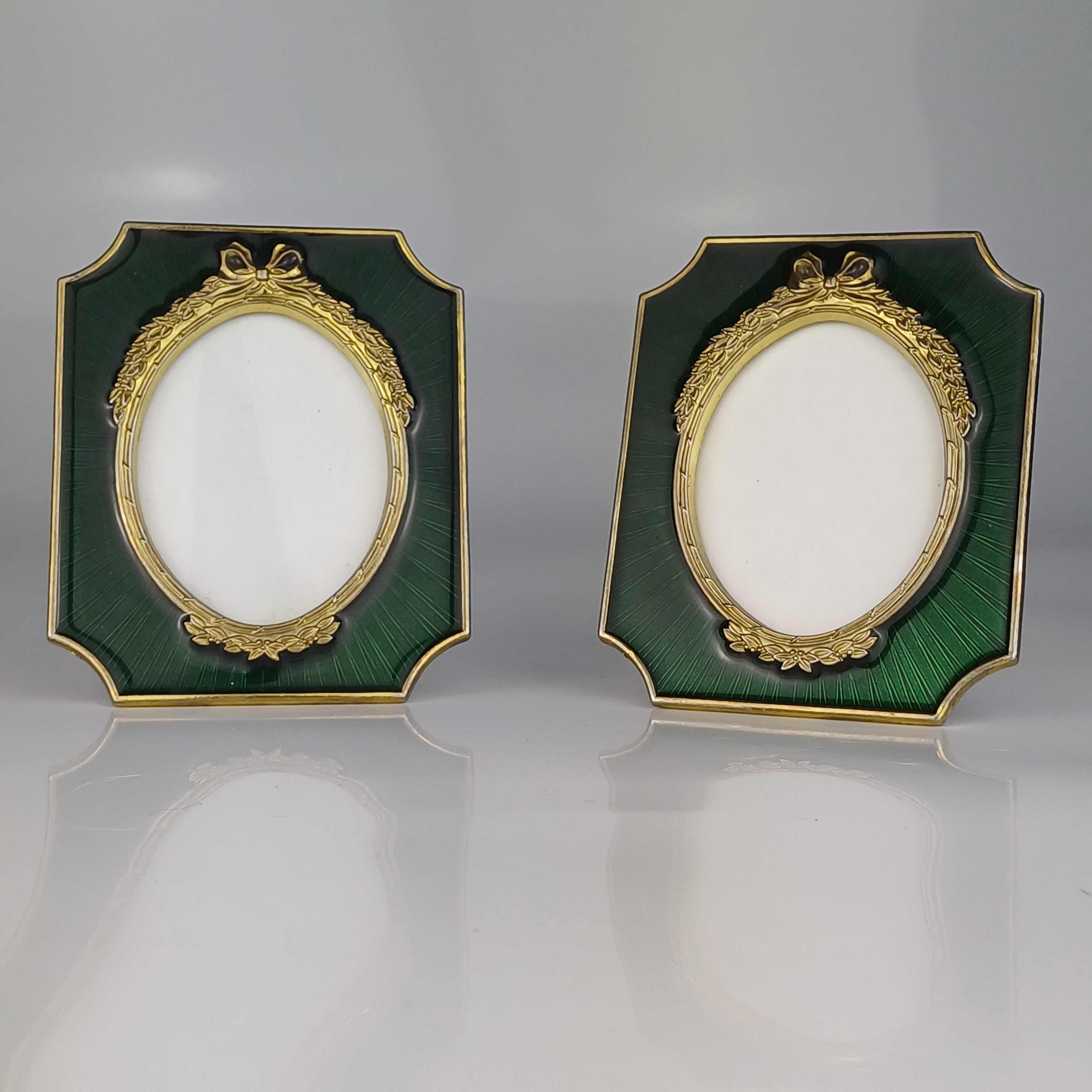 Pair of Vintage Guilloché Enamel Picture Frames