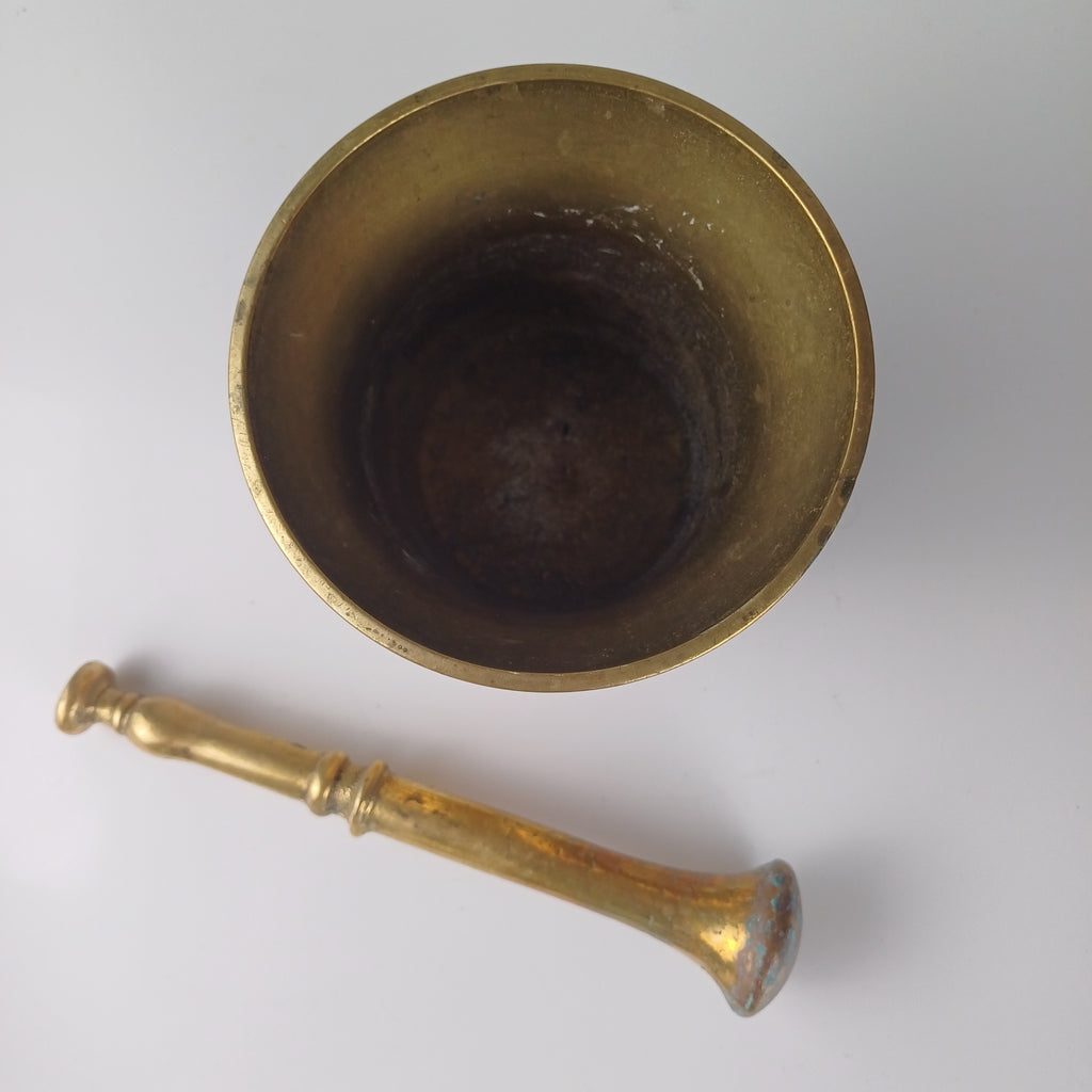 1825 Brass Apothecary Pestle and Mortar