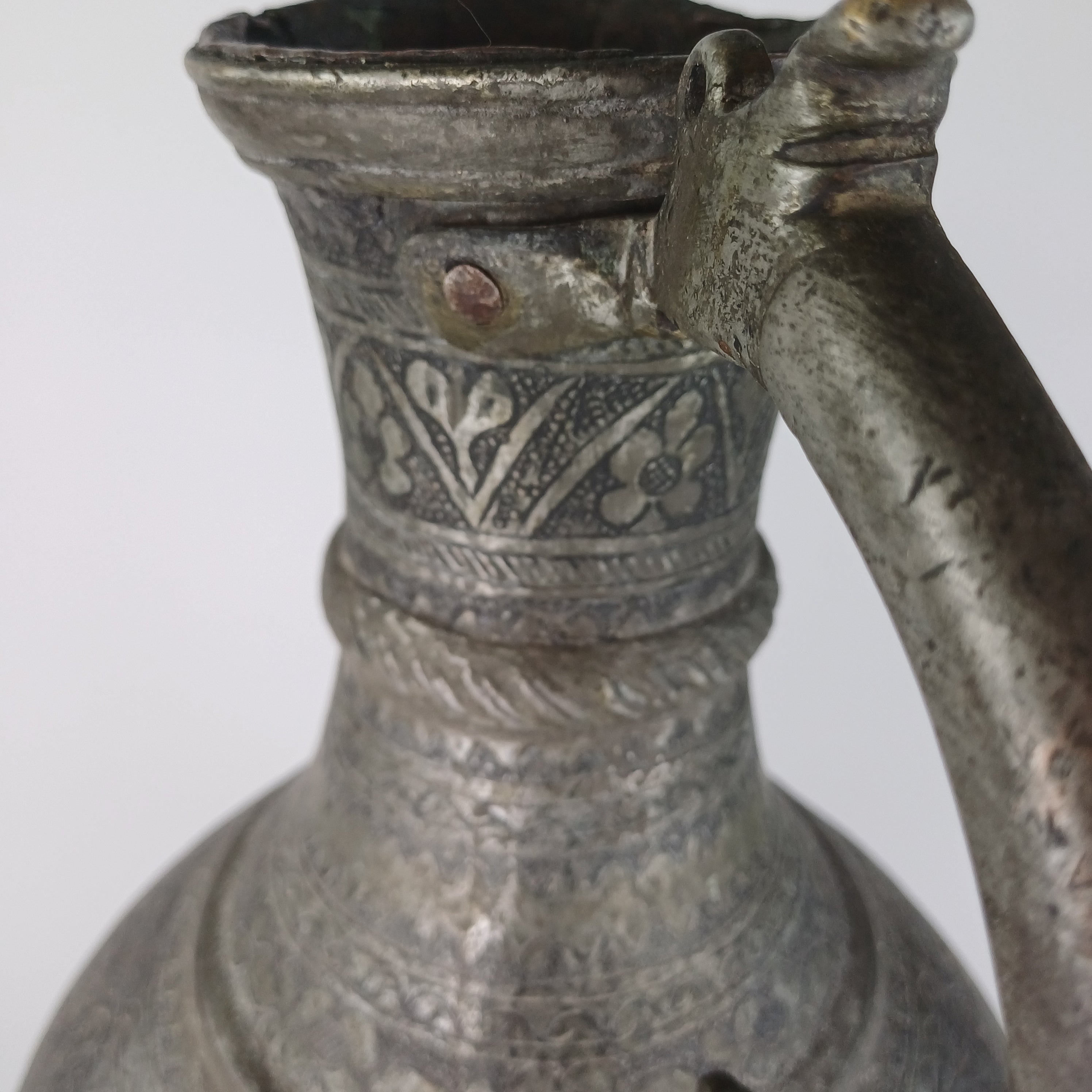 19th Century Qajar Persian Tinned Copper Ewer
