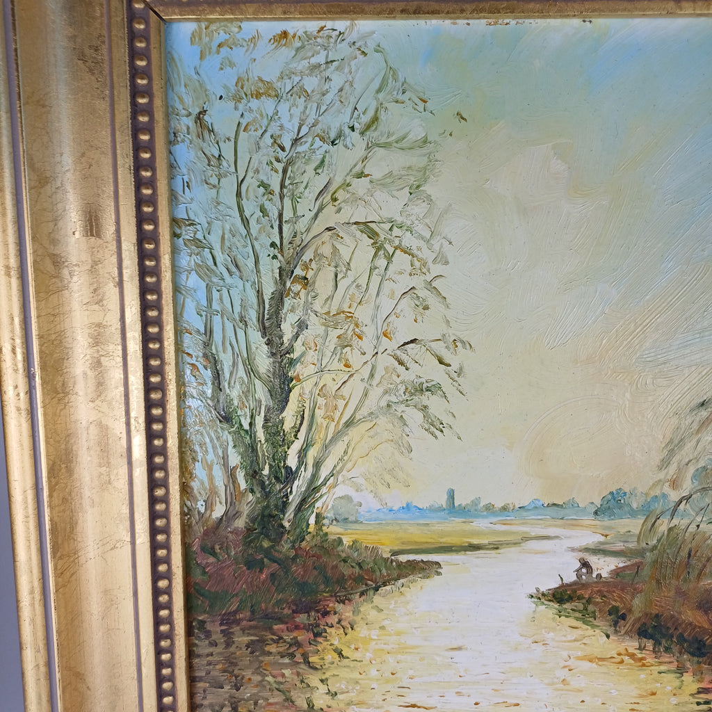 Oil painting on board signed by John Constable Reeve