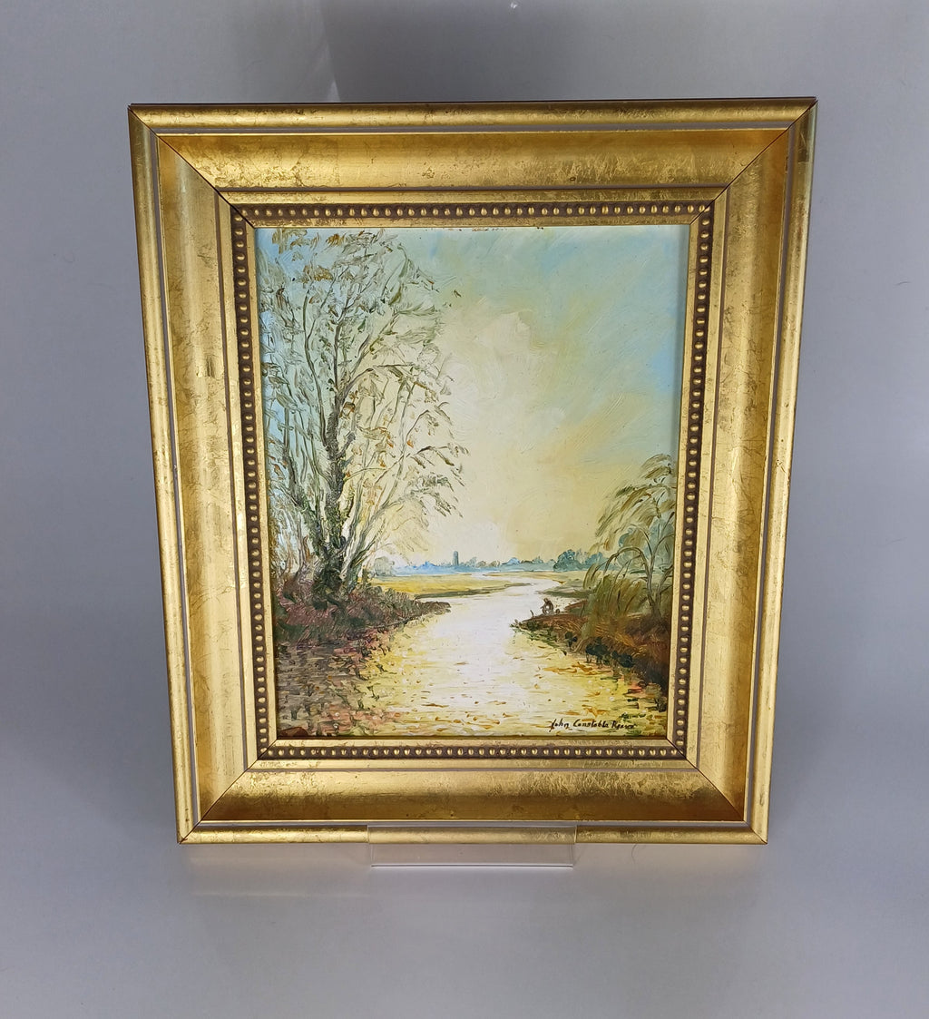 Oil painting on board signed by John Constable Reeve
