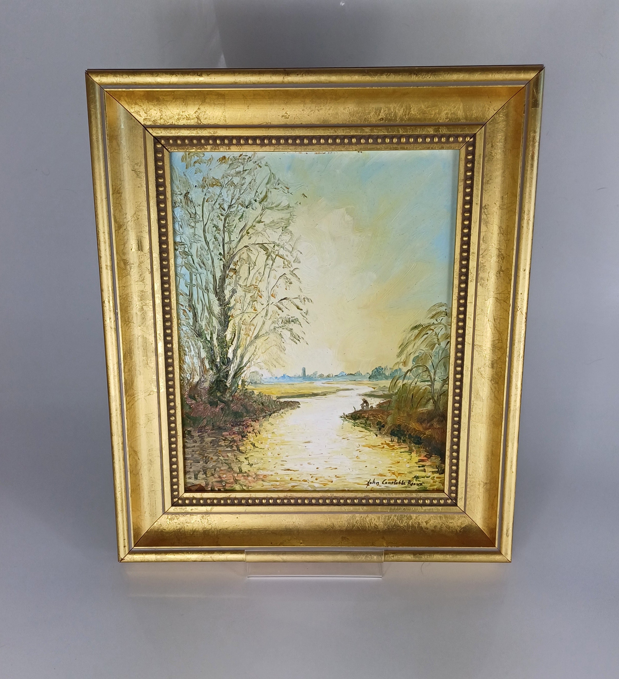 Oil painting on board signed by John Constable Reeve