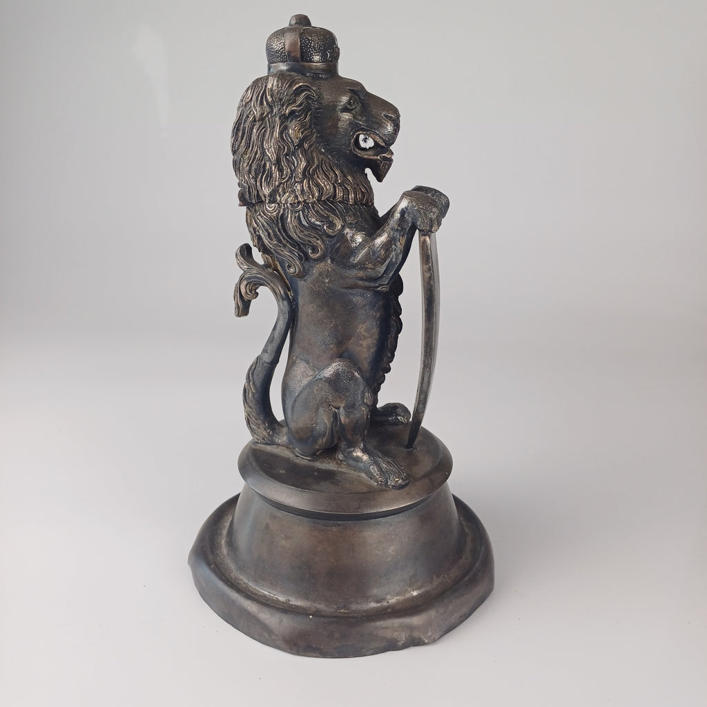 19th Century Crowned Lion and Shield Inkwell