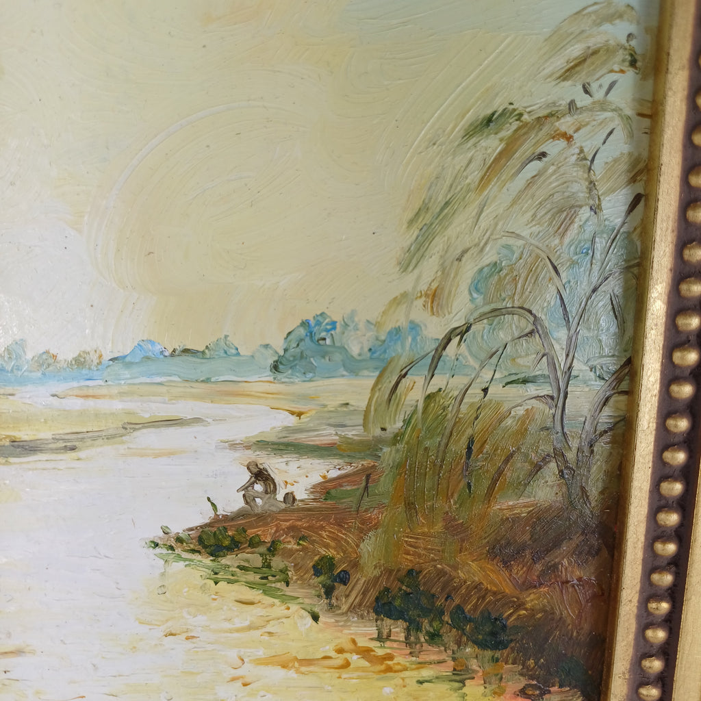 Oil painting on board signed by John Constable Reeve