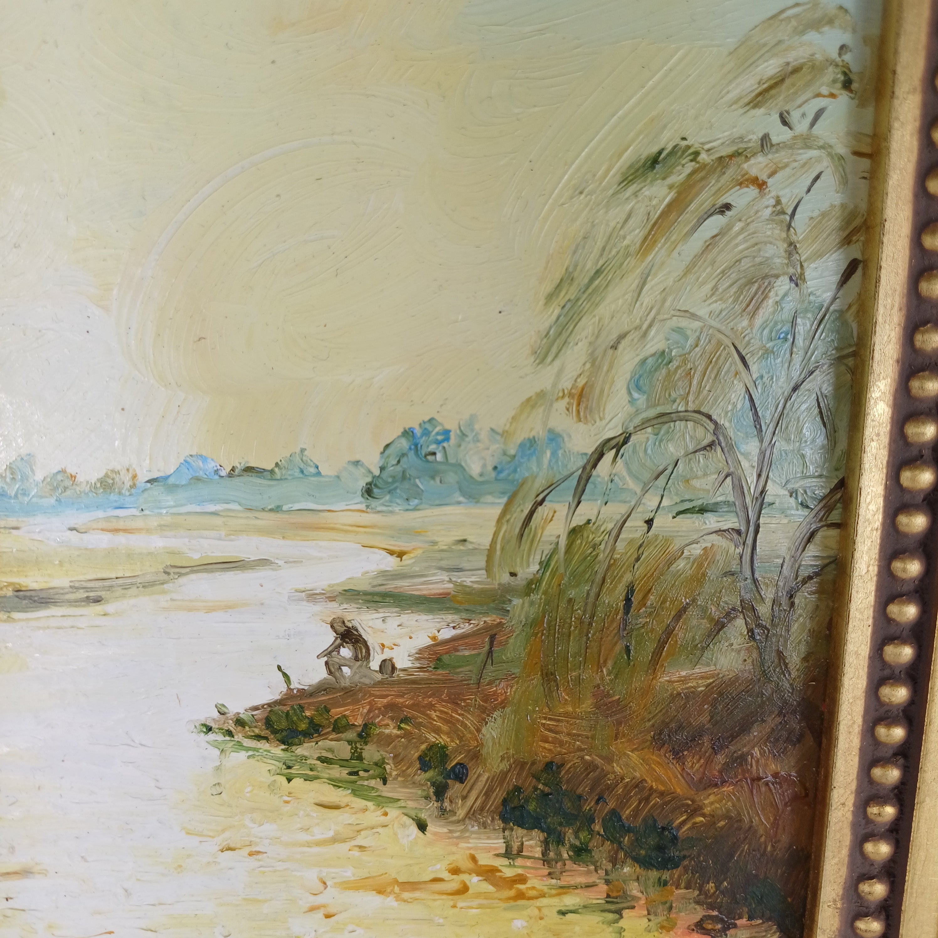 Oil painting on board signed by John Constable Reeve