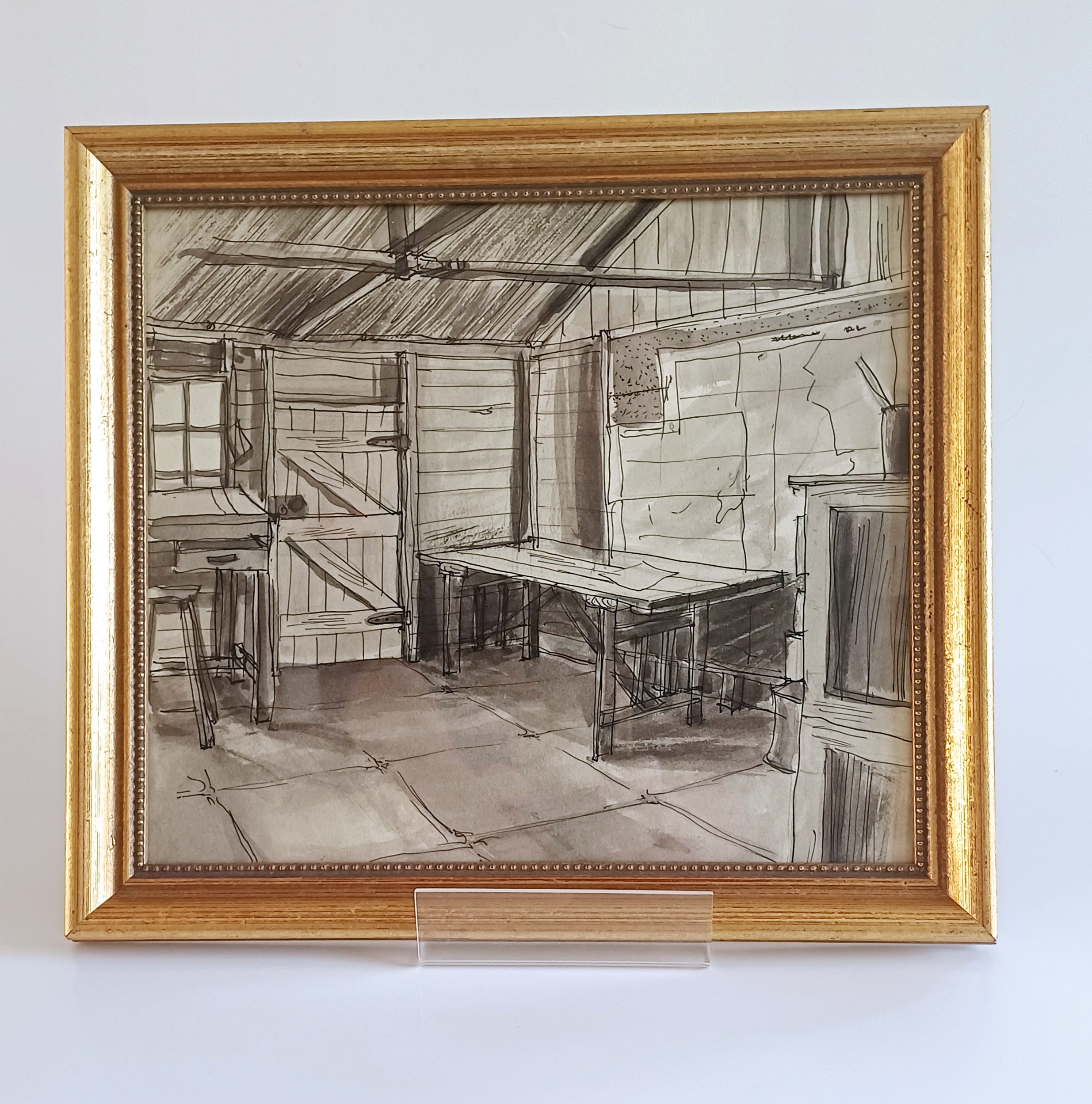 Original WWII Pen & Ink Sketch – Living Quarters, HQ North Area, Kenya By Alan Tabrum