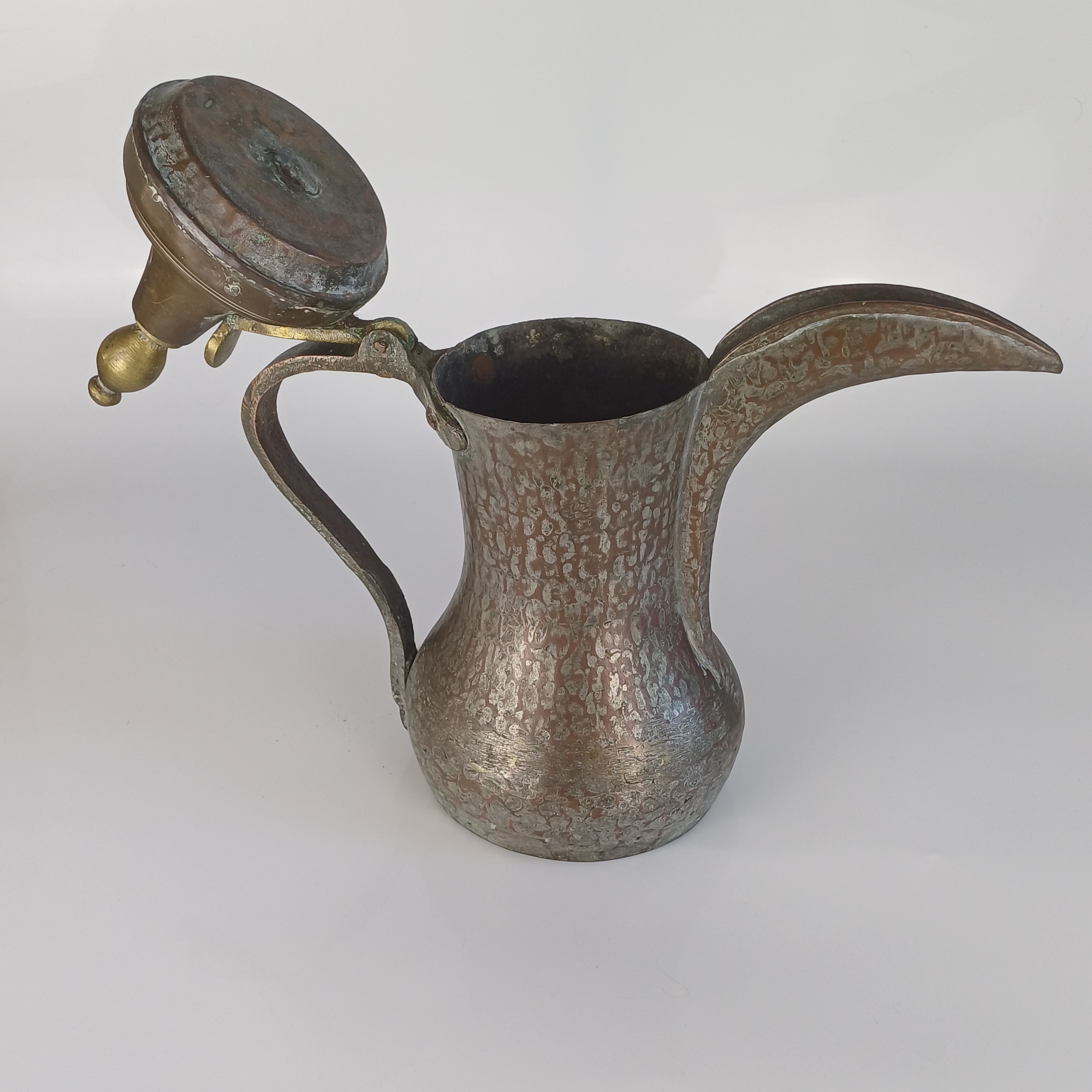 Large Middle Eastern Copper and Brass Dallah Pot