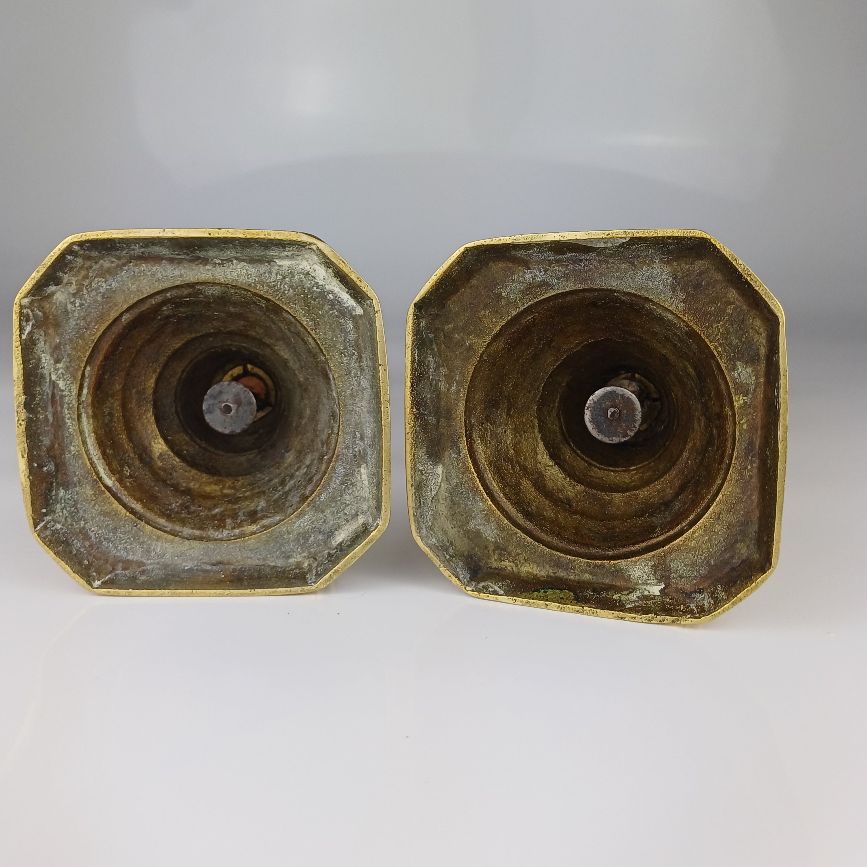 Pair of Brass Victorian Beehive Candlesticks