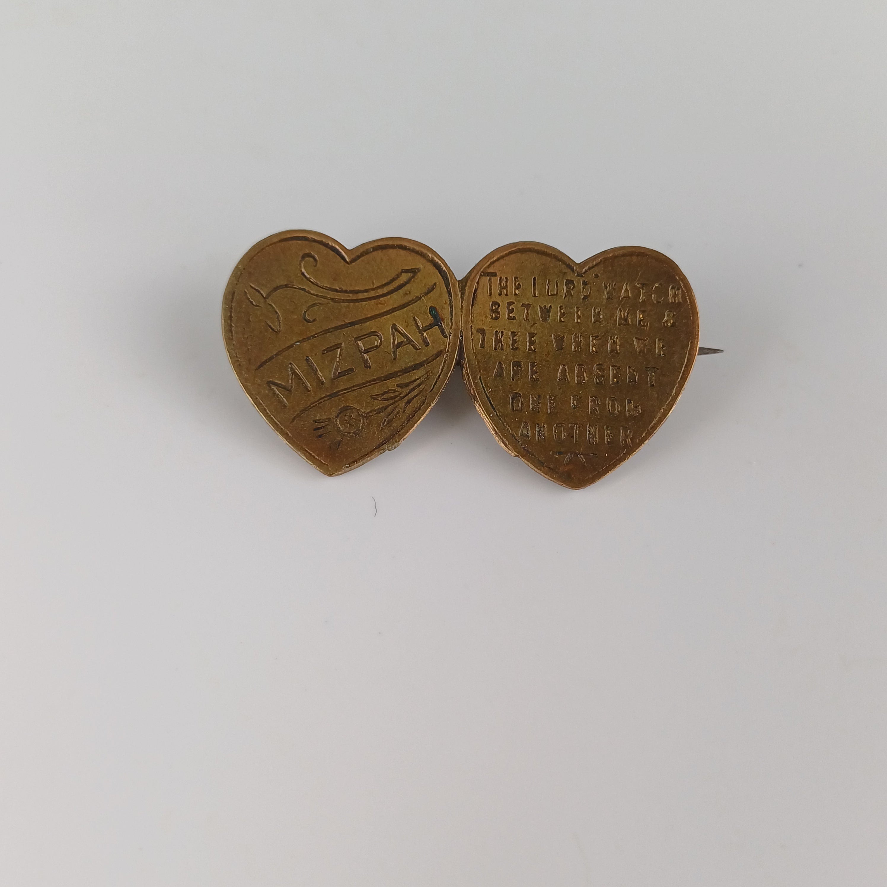 Vintage Mizpah Heart Brooch c1890-1910