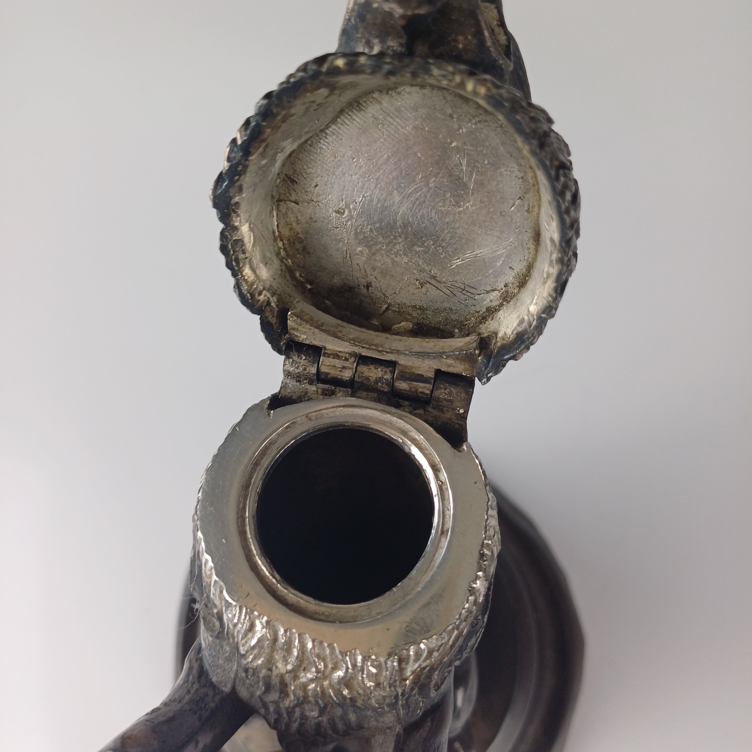 19th Century Crowned Lion and Shield Inkwell