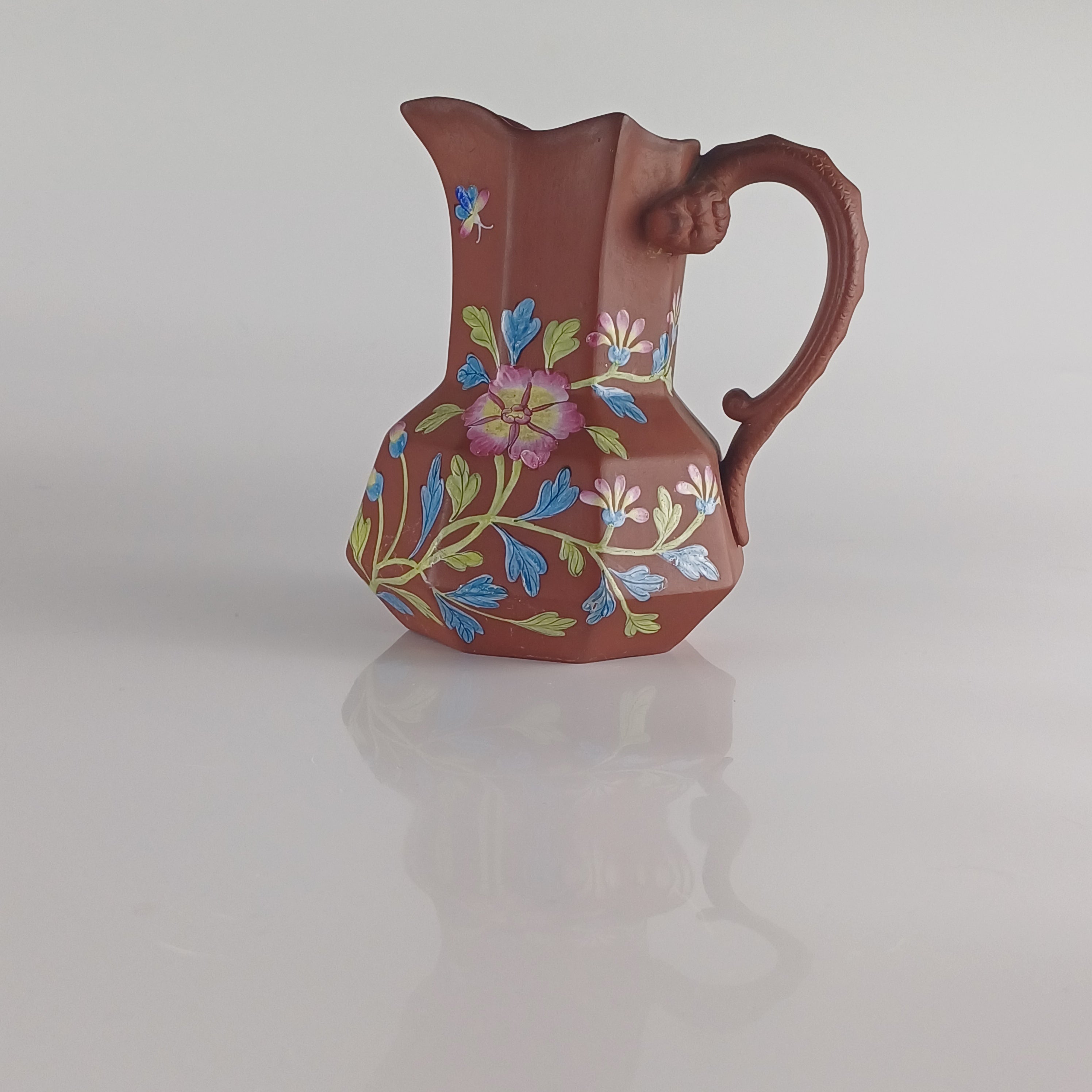 Spode Rosso Antico Terracotta Early C19th Hand Painted Hydra Jug
