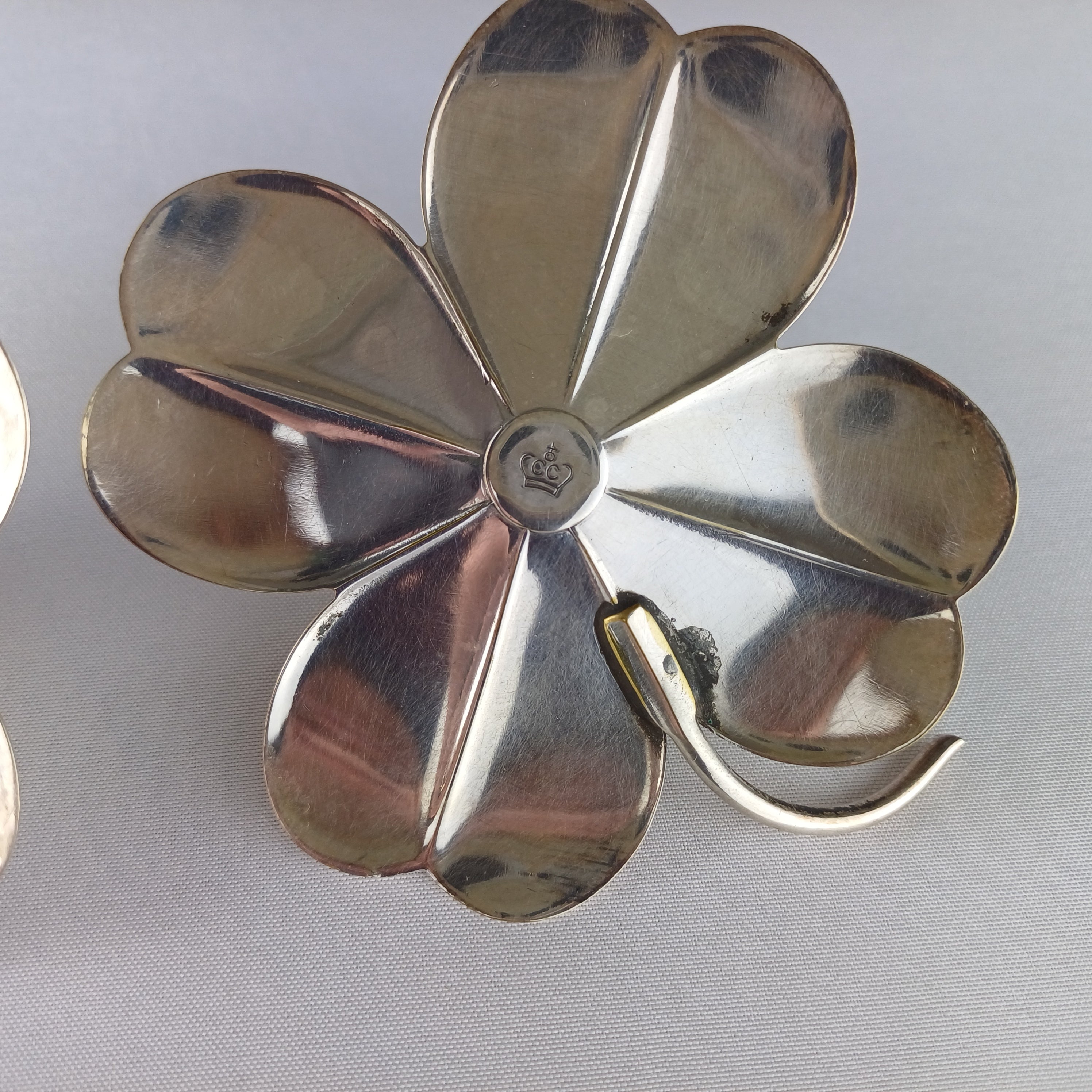 Pair of Silver Plated Carl Christiansen Shamrock Candle Holders