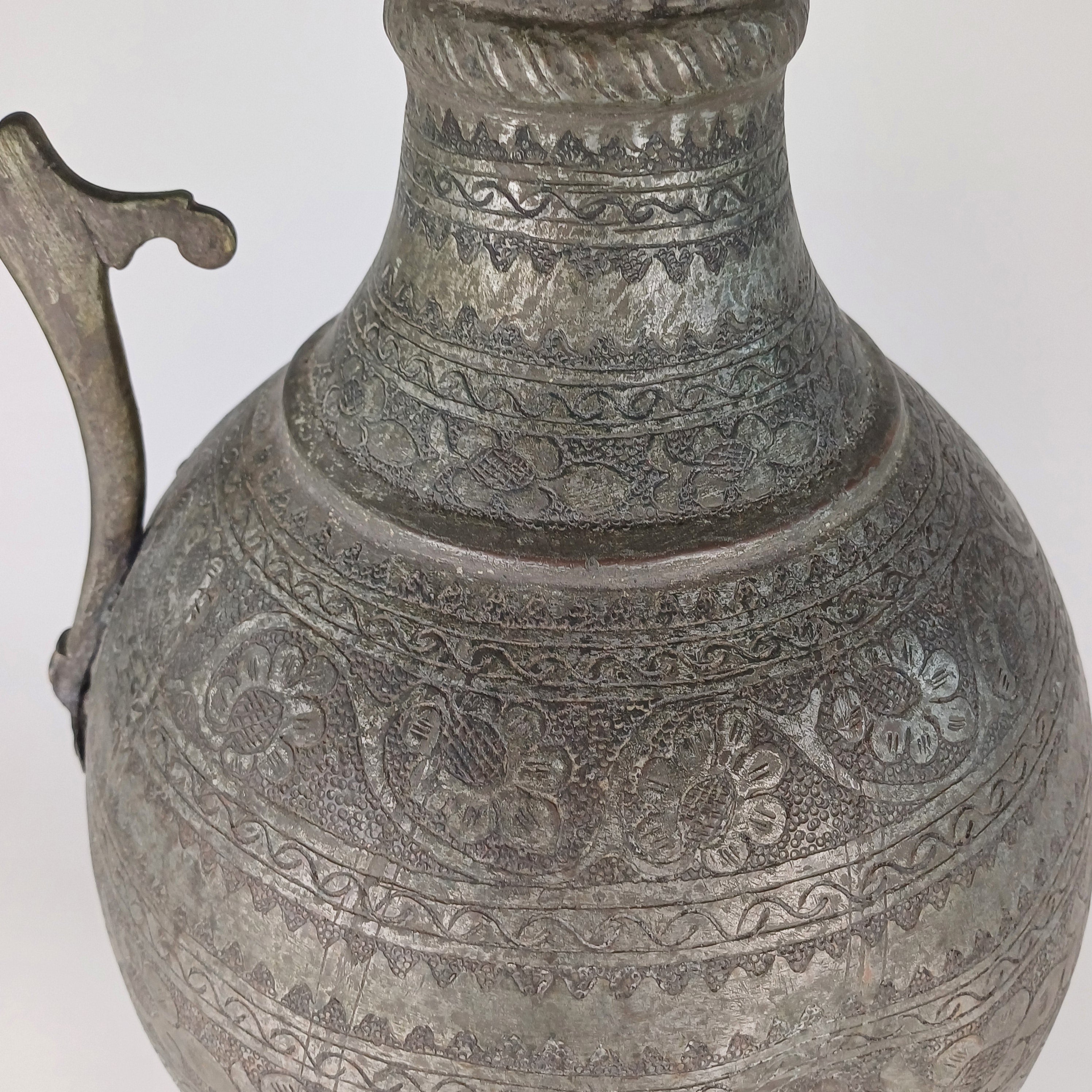 19th Century Qajar Persian Tinned Copper Ewer