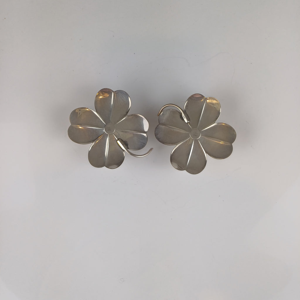 Pair of Silver Plated Carl Christiansen Shamrock Candle Holders