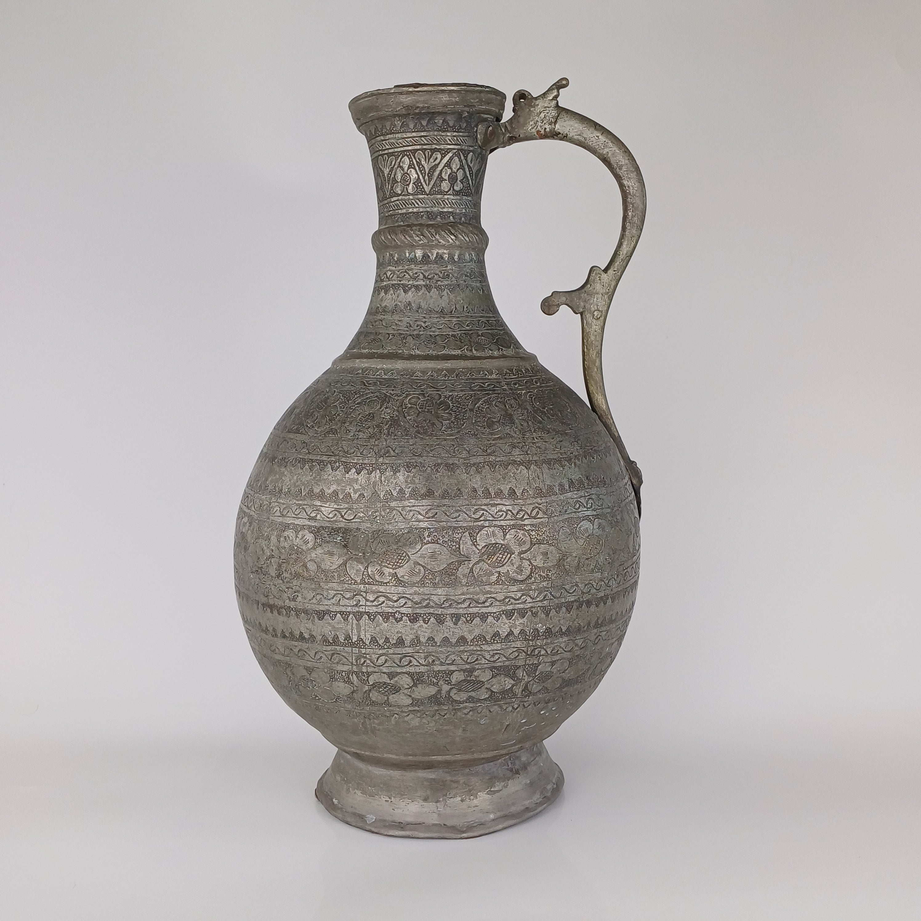 19th Century Qajar Persian Tinned Copper Ewer