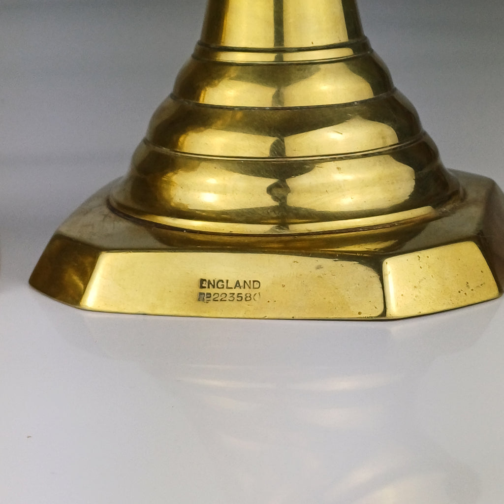 Pair of Brass Victorian Beehive Candlesticks