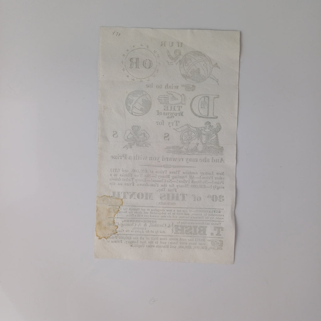 Early Lottery Broadside from T. Bish 1811