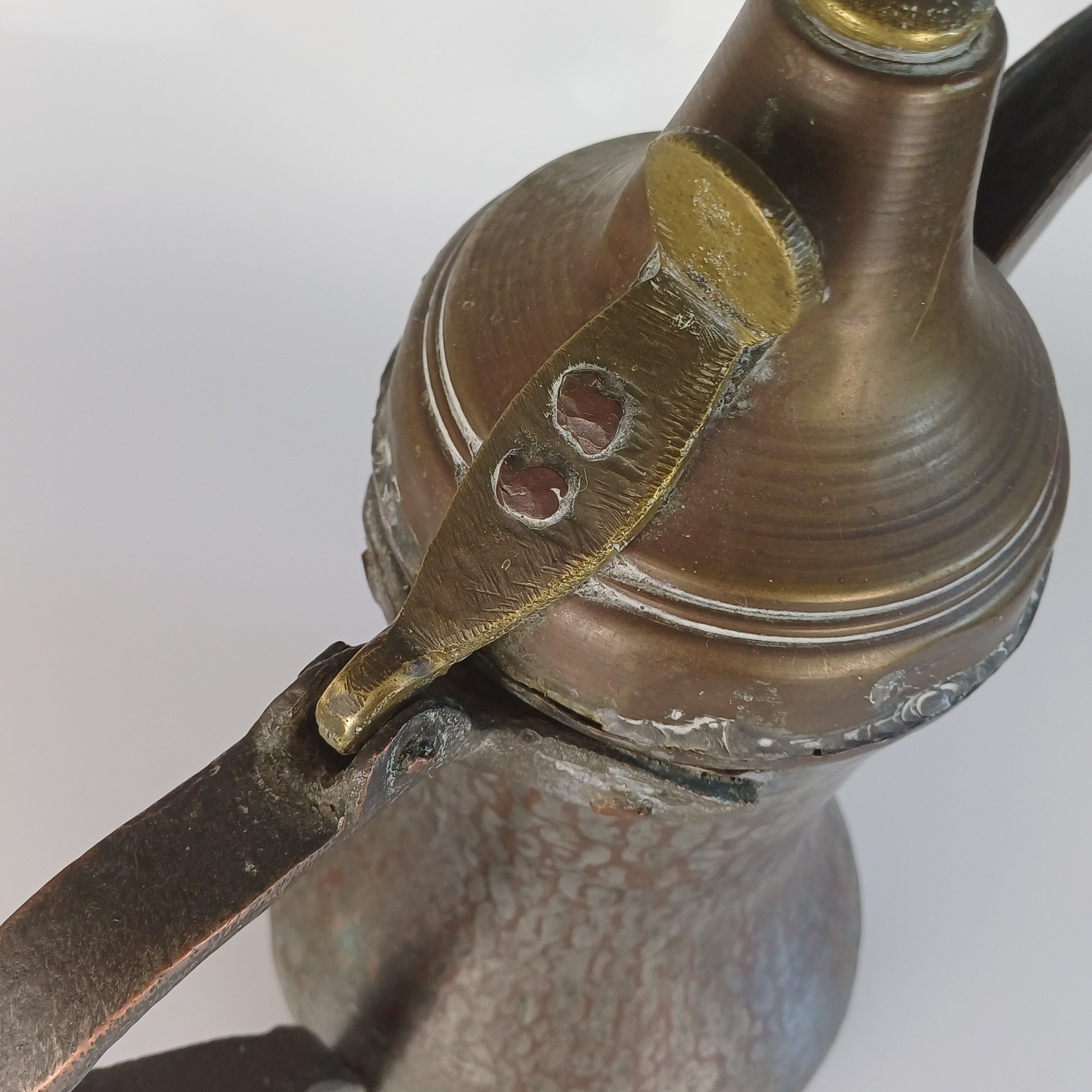 Large Middle Eastern Copper and Brass Dallah Pot