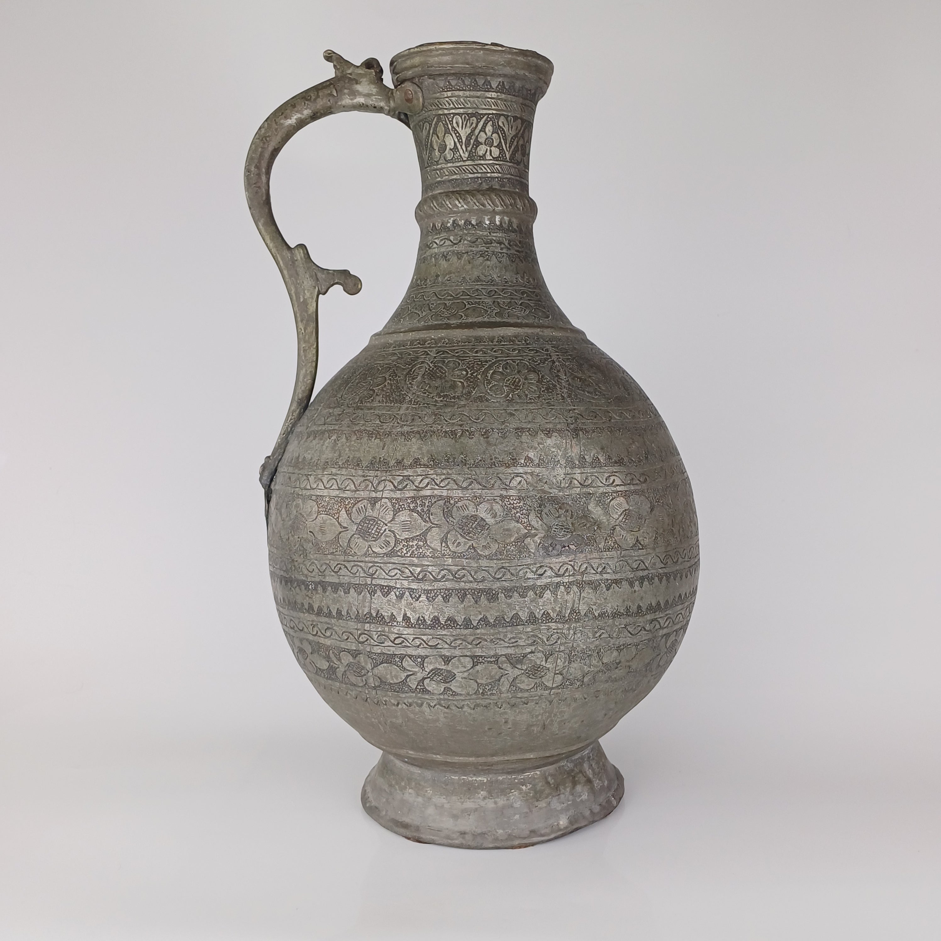 19th Century Qajar Persian Tinned Copper Ewer