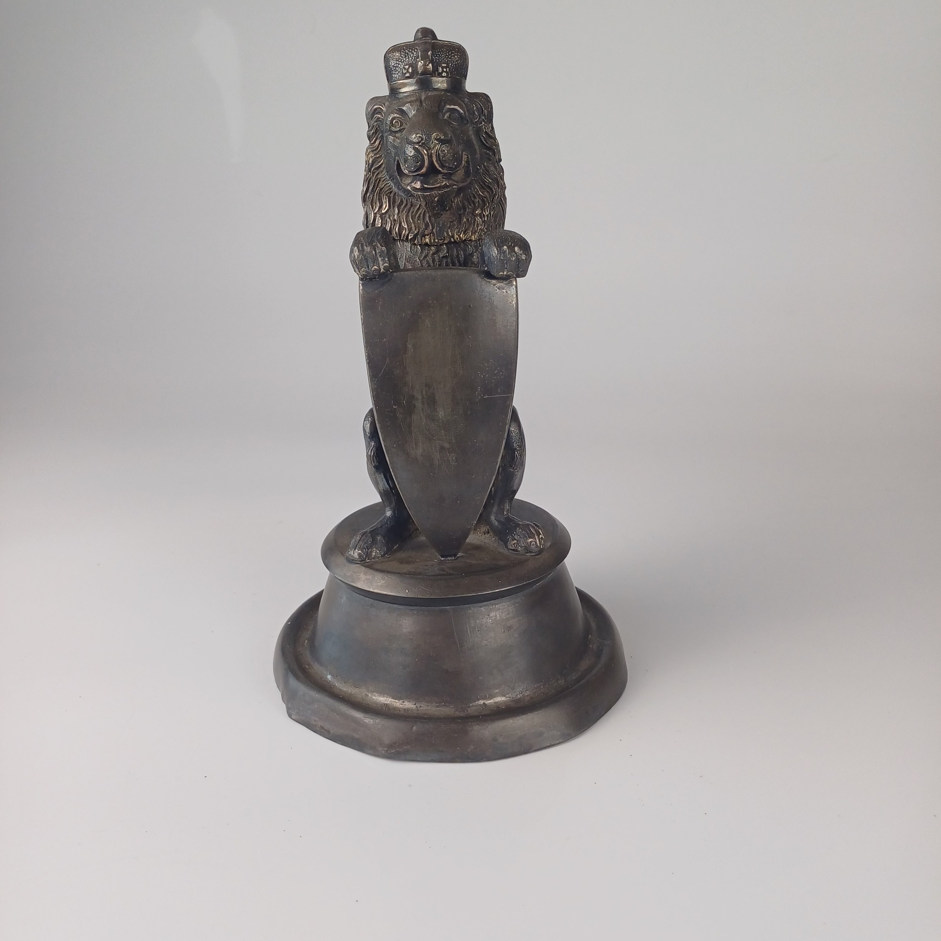 19th Century Crowned Lion and Shield Inkwell